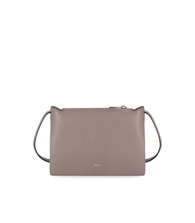 Furla Nuvola S Stucco Gray Crossbody Bag In Brown