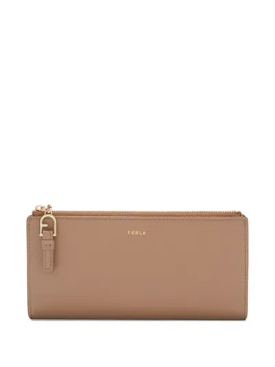 Furla Nuvola Zip-around Leather Wallet In Neutral