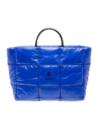 Pre-owned Furla Nylon Top Handle Bag In Blue