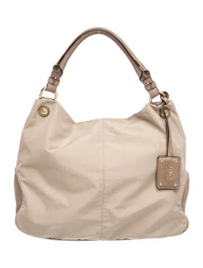 Pre-owned Furla Nylon Top Handle Bag In Neutral