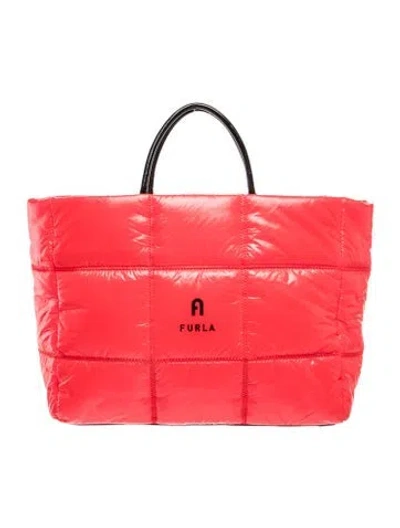 Pre-owned Furla Nylon Top Handle Bag In Red