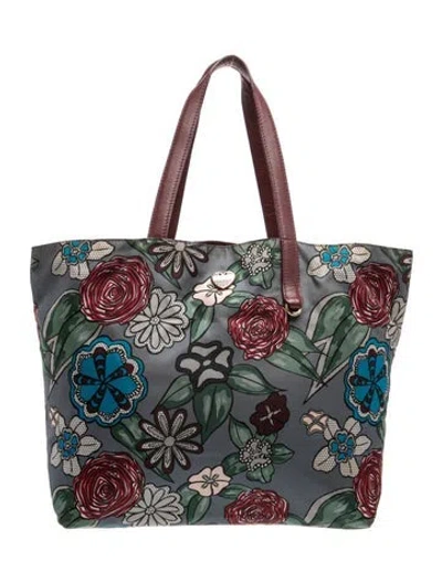 Pre-owned Furla Nylon Tote In Blue/green/grey