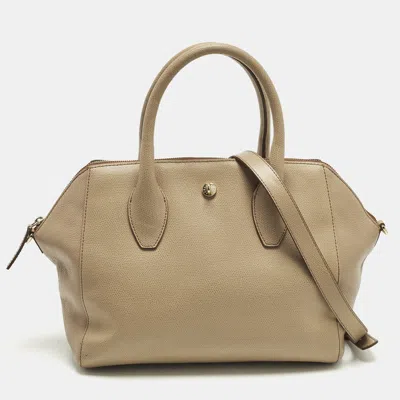 Pre-owned Furla Olimpia Beige Leather Satchel In Sand