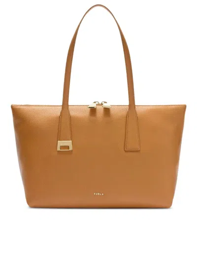 Furla Olivia Borsa Shopping L Tabacco Marrone Pelle Di Vitello Granata Donna In Brown