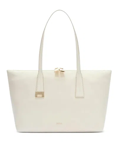 Furla Olivia Borsa Shopping L Panna Bianco Pelle Di Vitello Granata Donna In White