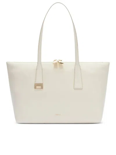 Furla Olivia Borsa Shopping L Panna Bianco Pelle Di Vitello Granata Donna In White