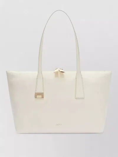 Furla Olivia Borsa Shopping L Panna Bianco Pelle Di Vitello Granata Donna In White