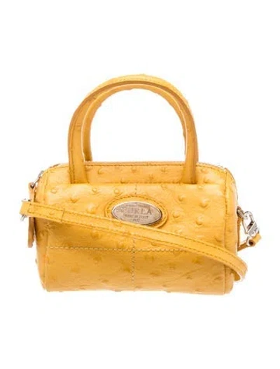 Pre-owned Furla Ostrich Shoulder Bag In Yellow