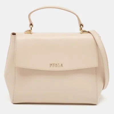Pre-owned Furla Pale Pink Leather Flap Top Handle Bag