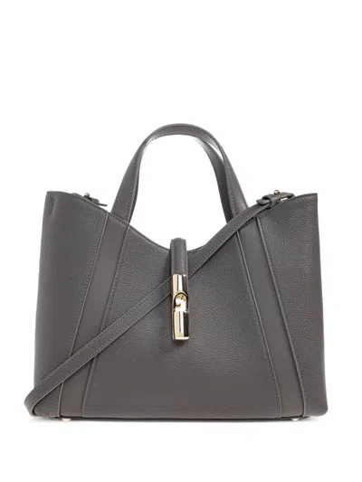 Furla Panelled Clasp Tote Bag In Gray