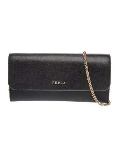 Pre-owned Furla Patent Leather Clutch In Black
