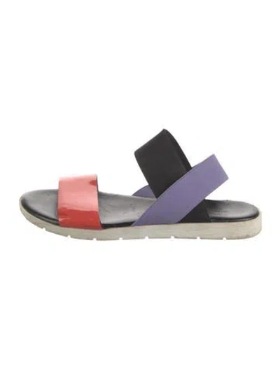 Pre-owned Furla Patent Leather Colorblock Pattern Slingback Sandals In Multi
