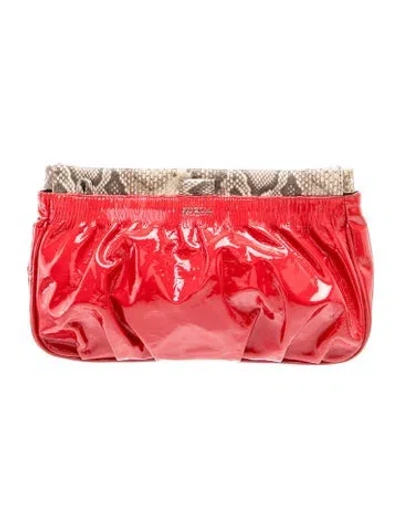 Pre-owned Furla Patent Leather Evening Bag Medium In Red