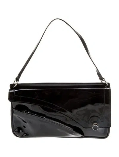 Pre-owned Furla Patent Leather Shoulder Bag In Black