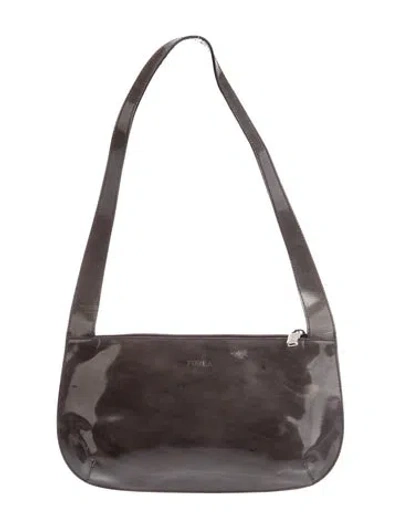 Pre-owned Furla Patent Leather Shoulder Bag In Gray