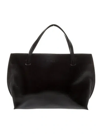 Pre-owned Furla Patent Leather Top Handle Bag In Black