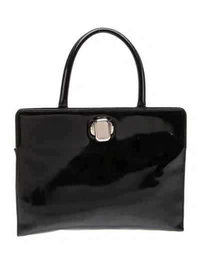 Pre-owned Furla Patent Leather Top Handle Bag In Black
