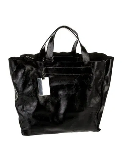 Pre-owned Furla Patent Leather Tote In Black
