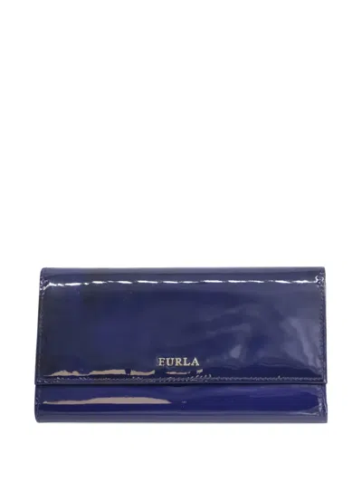 Pre-owned Furla Patent-leather Wallet In Blue