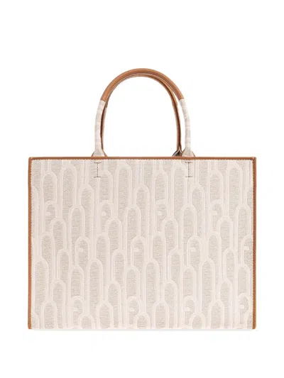 Furla Patterned Handle Tote Bag In Neutral