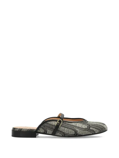 Furla Patterned Strap Mules In Gray