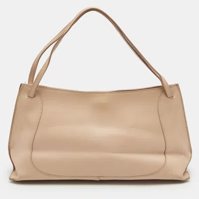 Pre-owned Furla Peach Leather Zip Shoulder Bag In Orange