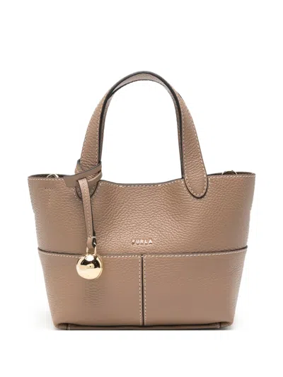Furla Pebbled-leather Tote Bag In Brown