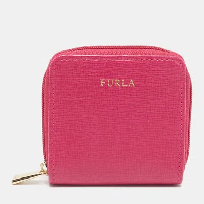 Pre-owned Furla Pink Babylon Small Leather Compact Wallet