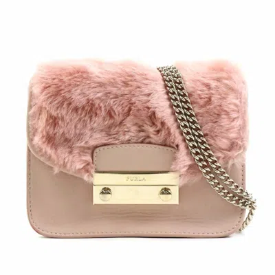 Pre-owned Furla Pink Fur Leather Shoulder Bag ()