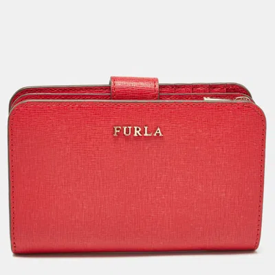 Pre-owned Furla Pink Leather Babylon Compact Wallet