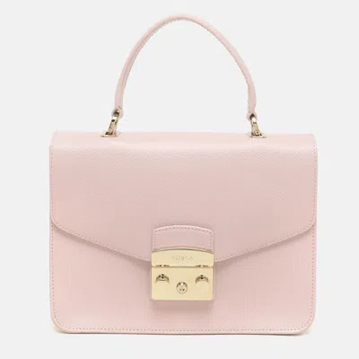 Pre-owned Furla Pink Leather Metropolis Top Handle Bag