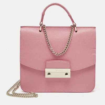Pre-owned Furla Pink Leather Metropolis Top Handle Bag