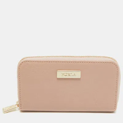 Pre-owned Furla Pink Leather Zip Around Key Case