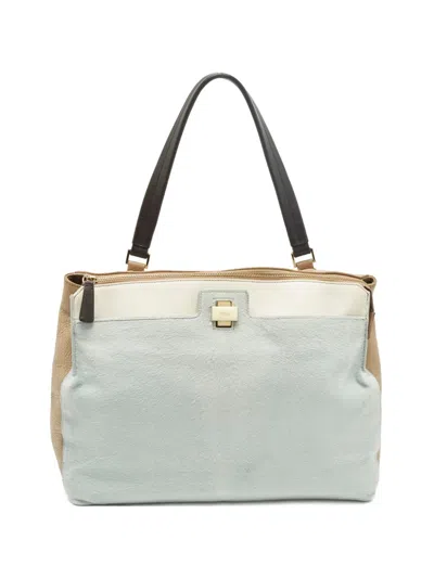 Pre-owned Furla Piper Cartella Leather Tote Bag In Neutral