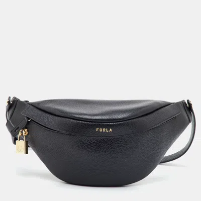 Pre-owned Furla Piper Xl Black Leather Belt Bag