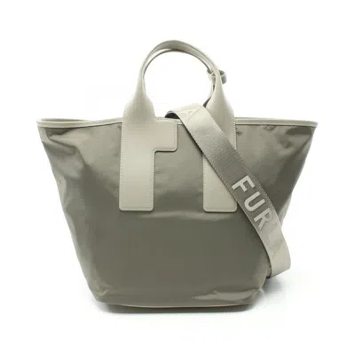 Furla Piuma L Tote Bag Leather Nylon In Green