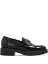 Furla Platform Leather Loafers In Black
