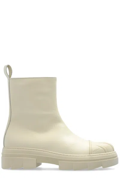 Furla Leather Ankle Boots In Beige
