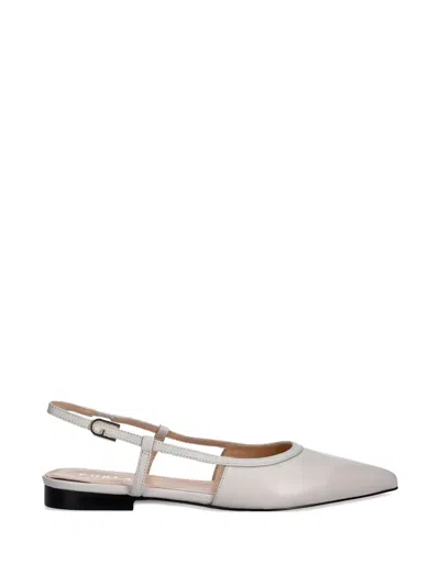 Furla Pointed Buckle Leather Ballet Flats In Gray