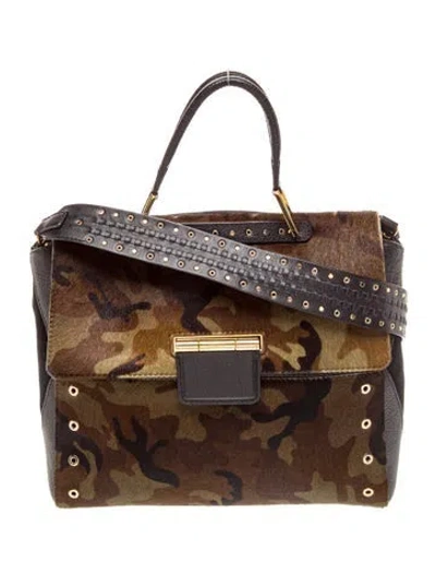 Pre-owned Furla Ponyhair Top Handle Bag In Brown