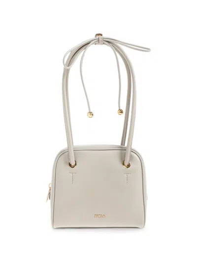 Furla Poppy Grained-leather Shoulder Bag In Gray