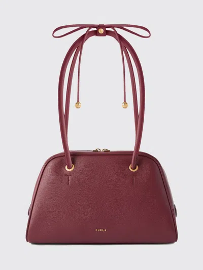 Furla Poppy Handbag In Full-grain Leather With Double Handles And Zip In Pink
