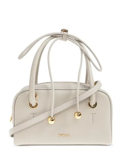 Furla Poppy Leather Mini Bag In Grey