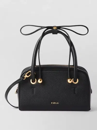 Furla Poppy Mini Bag Top Handle Gold Hardware In Black