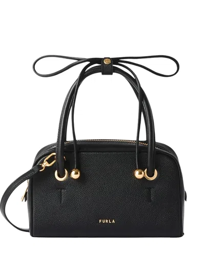 Furla Poppy Mini Bag Top Handle Gold Hardware In Black