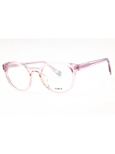 Furla Premium Round Acetate Eyeglasses For Women - Vfu642v In Pink