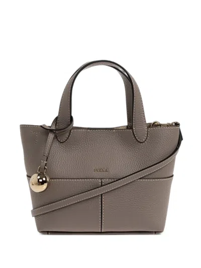 Furla Primrose Mini Leather Tote Bag In Gray