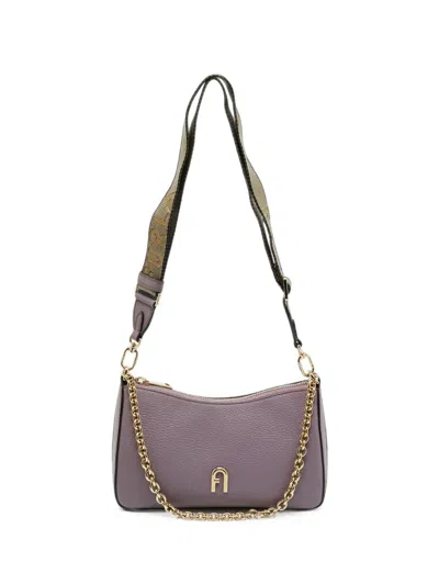 Pre-owned Furla Primula Pebbled-leather Crossbody Bag In Purple