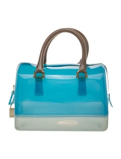 Pre-owned Furla Pvc Top Handle Bag In Blue