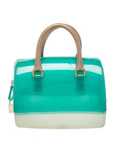 Pre-owned Furla Pvc Top Handle Bag In Green